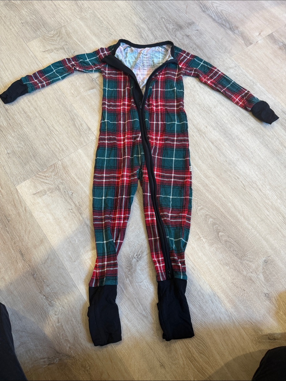 Little Sleepies Red & Green Plaid Kids One-Piece Footie Pajamas